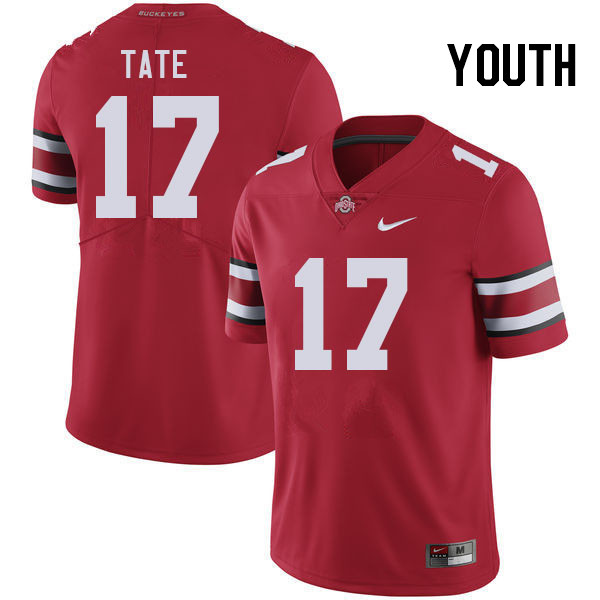 Youth Ohio State Buckeyes #17 Carnell Tate Red Authentic College Stitched Football Jersey 23FO040DQ